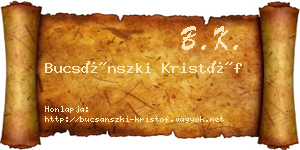Bucsánszki Kristóf névjegykártya