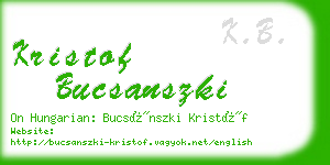 kristof bucsanszki business card